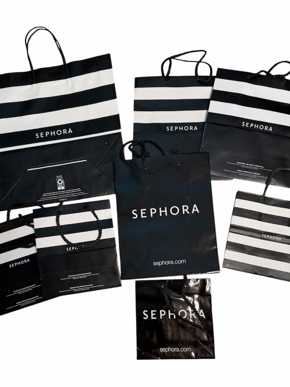 Sephora Black & White Striped Gift Bags